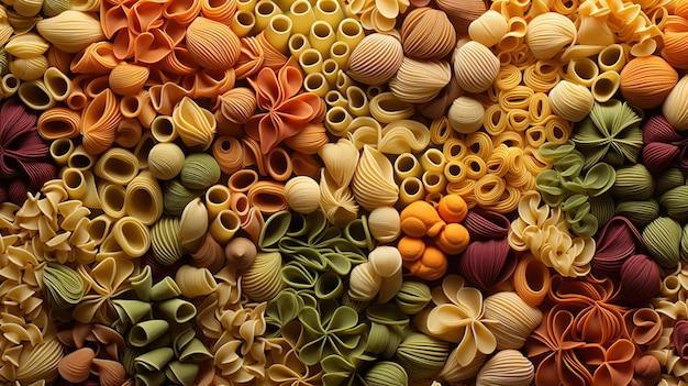 AI generativa Variedad de tipos colores y formas de fondo de textura de pasta italiana