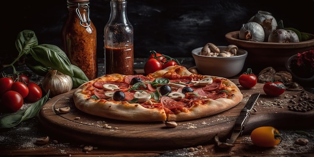 AI Generative AI Generated Photo ilustração realista de saborosa pizza italiana