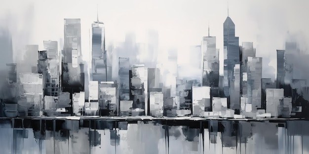 AI Generative AI Generative Ink pain pen dibujar ilustración del paisaje urbano de la ciudad Arte gráfico