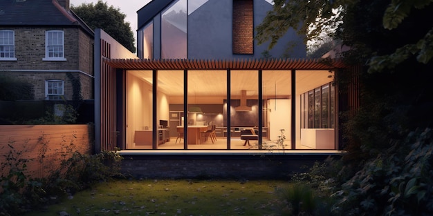 AI Generative AI Generative Viktorian clássico design de arquitetura de casa com vidro enorme