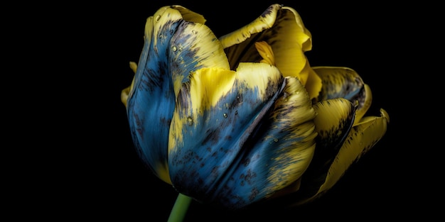 AI Generative AI Gerada Estética azul e amarela linda flor de tulipa na cor da Ucrânia Vibração de amor romântico Arte gráfica