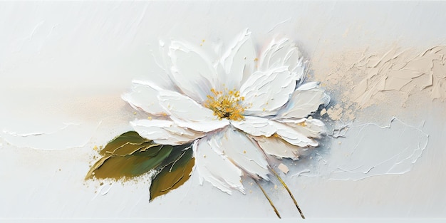 AI Generative AI Gerada Tinta branca tinta a óleo flor sobre tela Artista calma paz romântico amor vibração Arte gráfica
