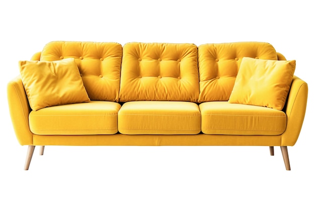 Ai generative Gelbes modernes Sofa auf weißem xA