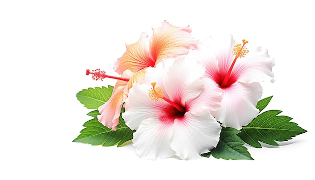 AI generative Hibiskusblüten auf dem Weiß