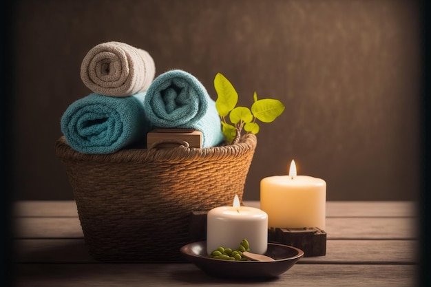 AI Generative Image Spa-Accessoire-Komposition im Wellnesscenter des Spa-Hotels