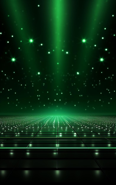 Ai-generativer Hintergrund mit Beleuchtung von grünen Scheinwerfern für Flyer, realistisches Bild, Ultra-HD