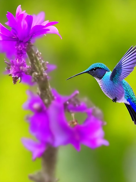 Foto ai generativo de colibrí de zafiro de mentón azul