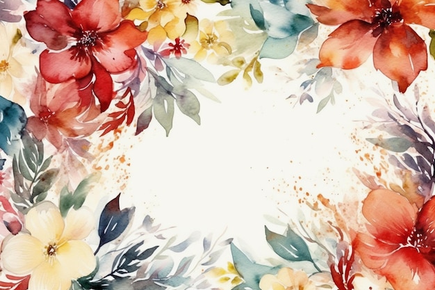 Ai generativo de fundo de flores em aquarela