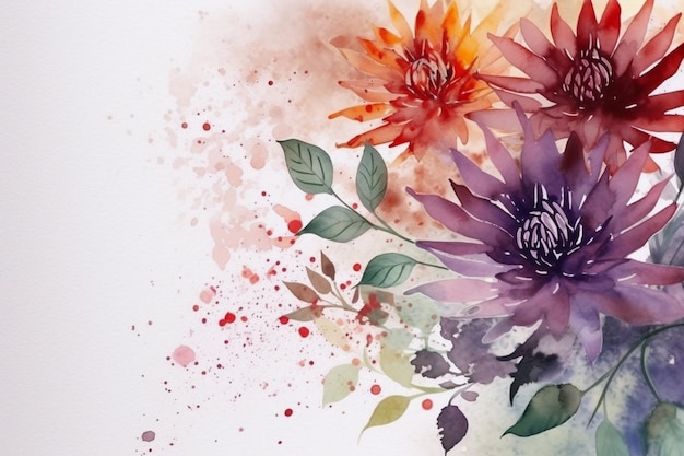 Foto ai generativo de fundo de flores em aquarela