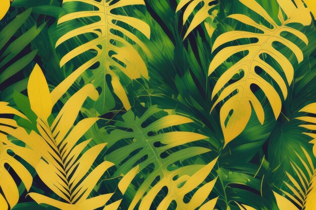 ai generativo un fondo de pantalla de una planta tropical con un patrón de hojas