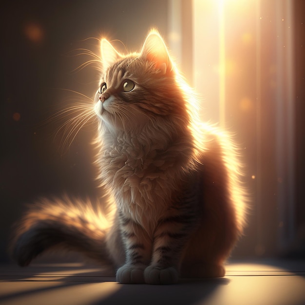 Foto ai generativo del gato de la luz del sol