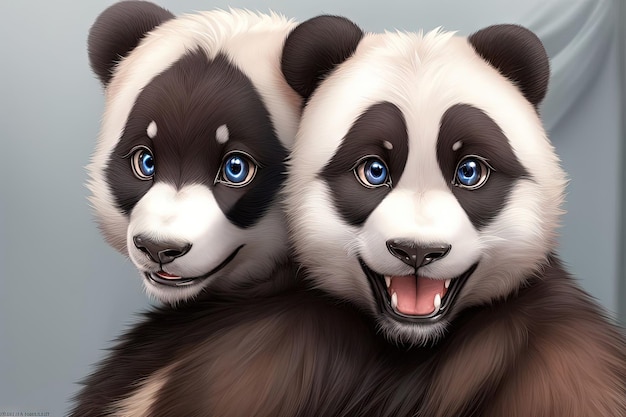 Un ai generativo de ilustración de panda de ojos grandes súper lindo