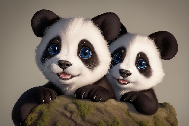 Un ai generativo de ilustración de panda de ojos grandes súper lindo