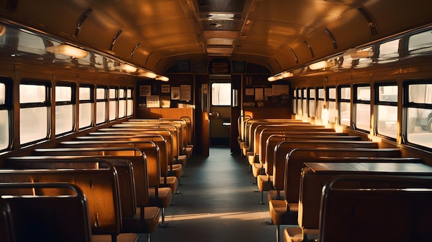 Ai generativo interior del autobús escolar.