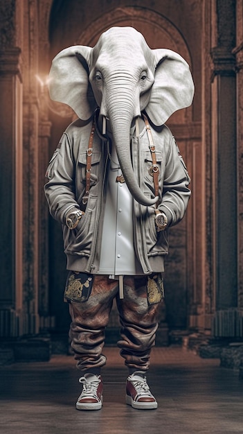 Foto en un ai generativo de moda de elefante realista.