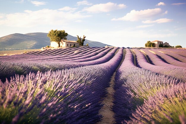 Ai generativo paisaje provenzal con campos de lavanda.