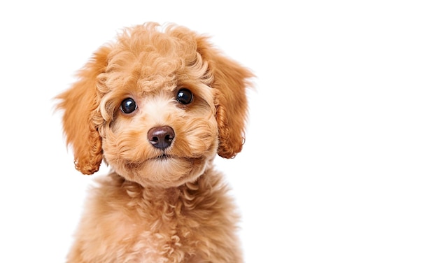 AI generativo pequeño perro caniche marrón sobre blanco