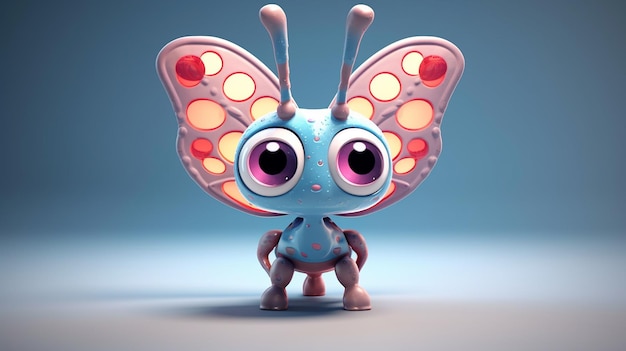 ai generativo de personaje de mariposa de dibujos animados lindo 3d