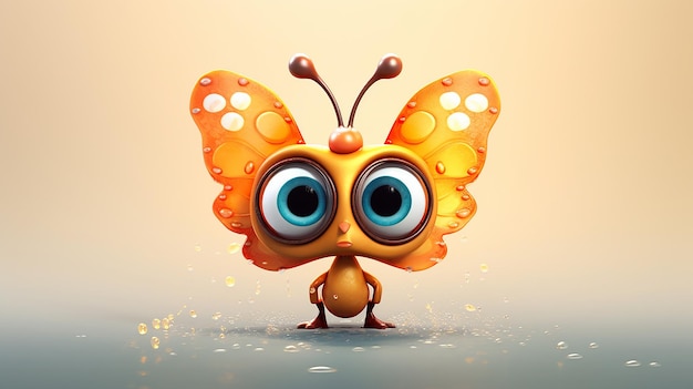 ai generativo de personaje de mariposa de dibujos animados lindo 3d