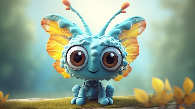 ai generativo de personaje de mariposa de dibujos animados lindo 3d