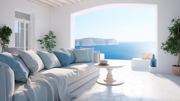 AI generativo de una terraza de apartamento de lujo en Santorini