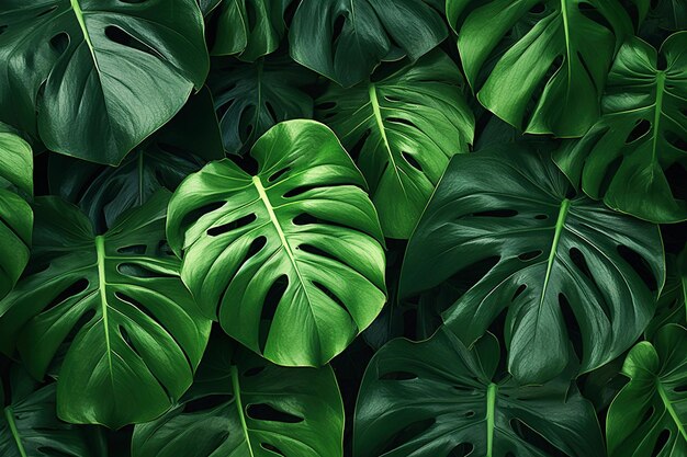 Ai generativo Tropical monstera verde suave deixa fundo