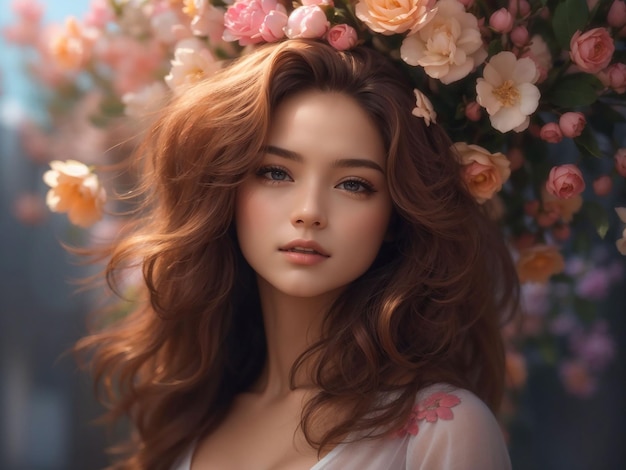 Ai generiert aus einem Frauenblütenporträt