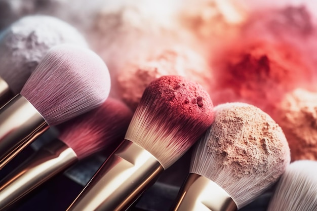 Ai generierte Bild eines Make-up-Pinsels mit Puder