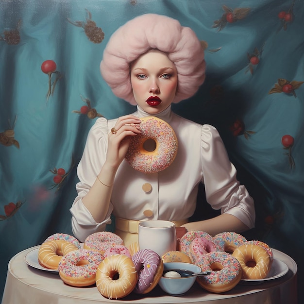 Ai generierte ein Bild einer Frau mit Donuts