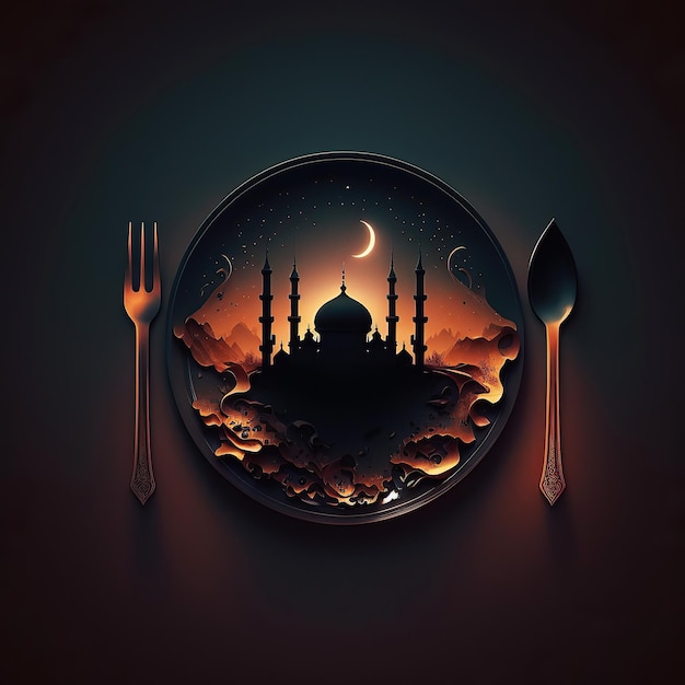 Ai generierte eine Illustration des minimalistischen Stils für den Ramadan-Gruß