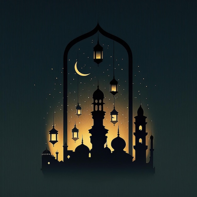 Ai generierte eine Illustration des minimalistischen Stils für den Ramadan-Gruß