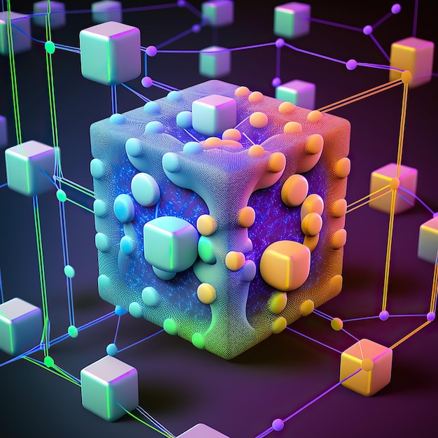 AI generierte Illustration des Cloud-Computing-Konzepts in Pastellfarben