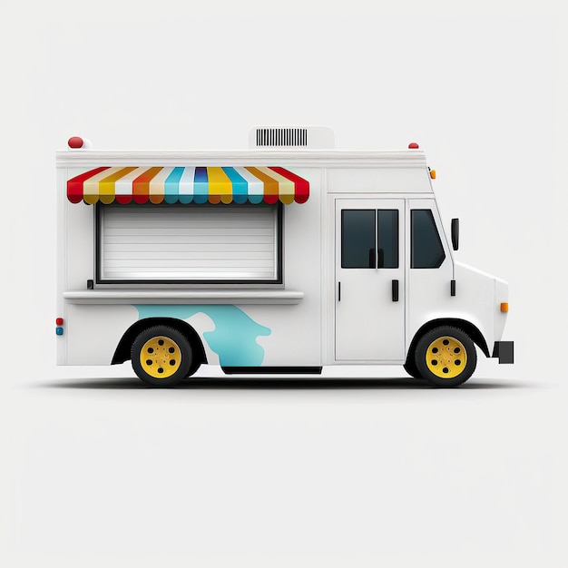 ai generierte Illustration Food Truck gegen weißen Hintergrund