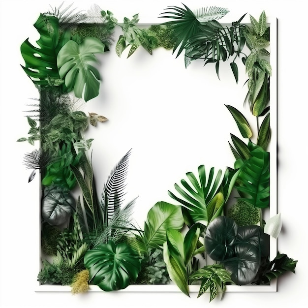 Ai generierte Illustration Tropische grüne Blätter zur Dekoration von Kunstrahmen