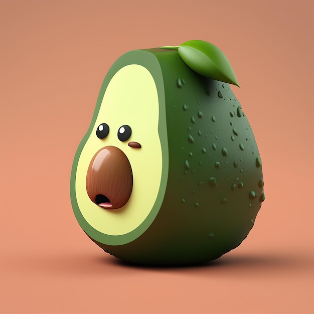 Foto ai generierte illustration von 3d-avocado lustige zeichentrickfigur mit augen