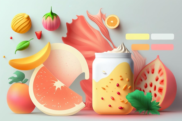 Ai generierte Illustration von Smoothie-Fruchtsaft-Food-Shake