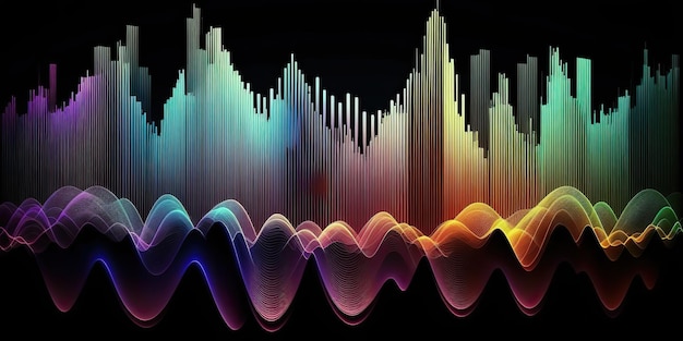 AI-generiertes AI-Generative-Music-Audio-Lautstärkespektrumdiagramm