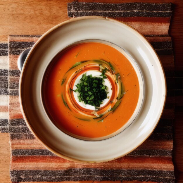 Foto ai generó un cuenco con sopa en una mesa