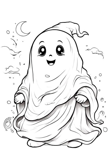 Ai generó un dibujo de un lindo y pequeño fantasma.