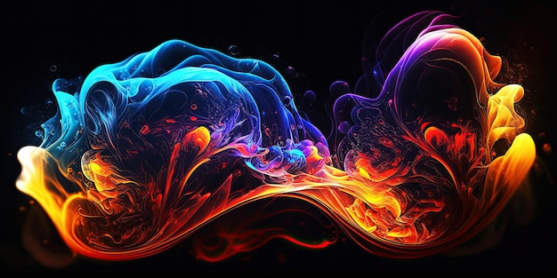 Ai generó elementos de diseño de nube de soplo de humo multicolor de neón de ilustración