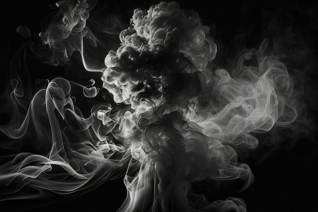 AI generó una figura abstracta de humo gris sobre fondo negro