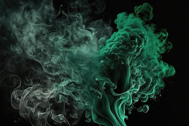 AI generó una figura abstracta de humo verde sobre fondo negro