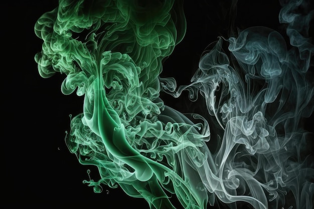 AI generó una figura abstracta de humo verde sobre fondo negro