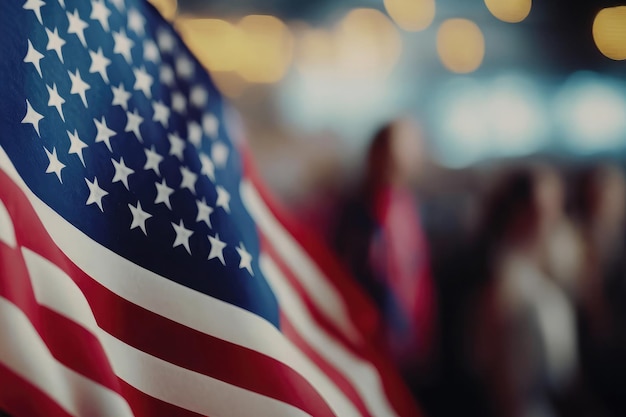 AI generó fuegos artificiales de celebración en el fondo de la bandera estadounidense en el día de la independencia de estados unidos
