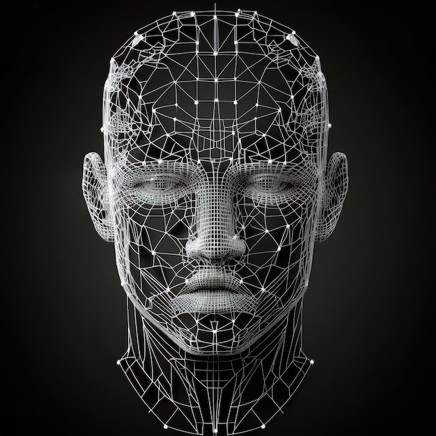 Ai generó una ilustración de una cabeza construida a partir de cubos y triángulos inteligencia artificial