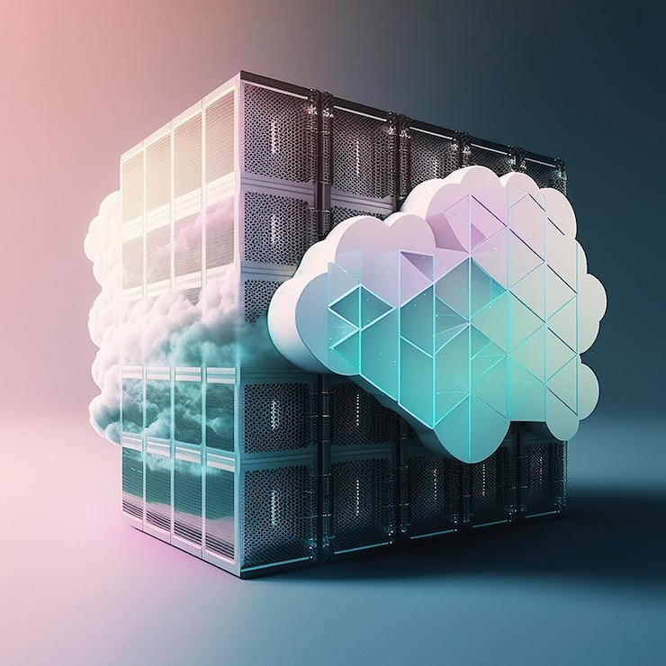 Foto ai generó una ilustración del concepto de computación en la nube en color pastel