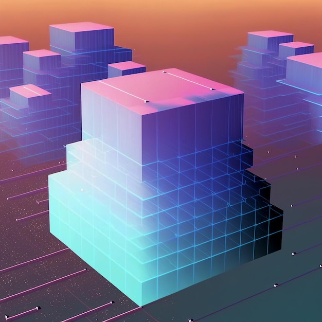 Ai generó una ilustración del concepto de computación en la nube en color pastel