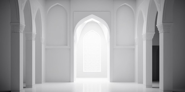 Ai generó una ilustración del diseño arquitectónico del interior de la mezquita musulmana.