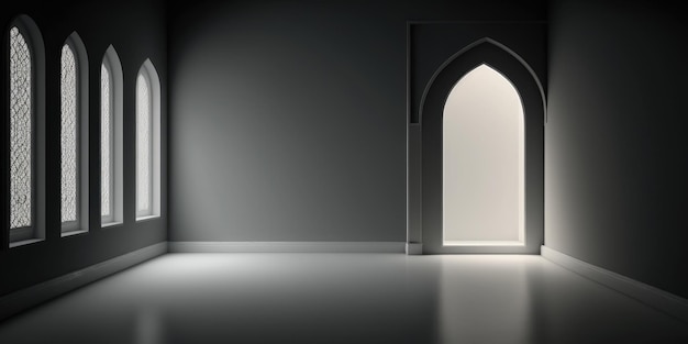Ai generó una ilustración del diseño arquitectónico del interior de la mezquita musulmana.