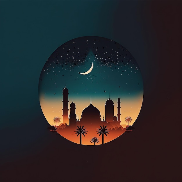 Ai generó una ilustración de estilo minimalista para el saludo de ramadán